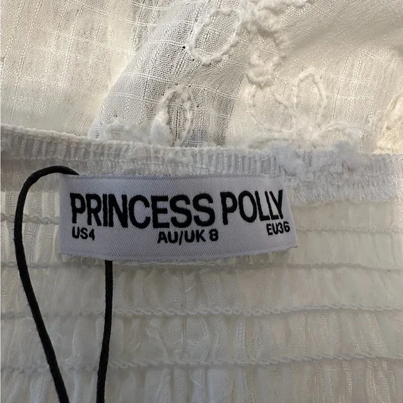 NWT Princess Polly Rosenberg Tie Babydoll Floral Strapless Top White US Size 4 - Picture 12 of 14